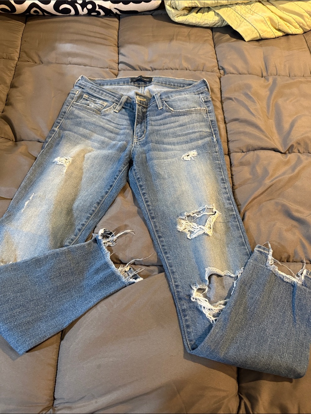 Flying Monkey Distressed, cropped Light Blue Skinny Jeans